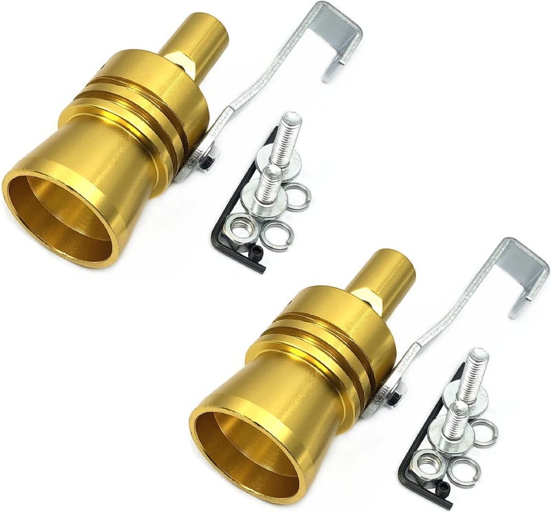DEVMO 2pcs XL Size Aluminum Alloy Universal Turbo Sound Exhaust Muffler Pipe Whistle Car Roar Maker (XL-Gold) - Image 1